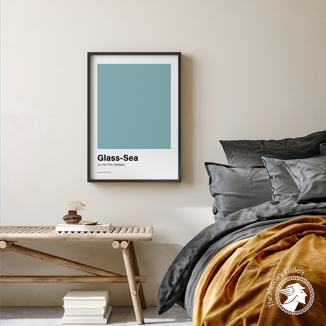 Glass Sea Color Palette Swatch Minimalist Sage Teal Coastal Wall Art Poster - Image 2