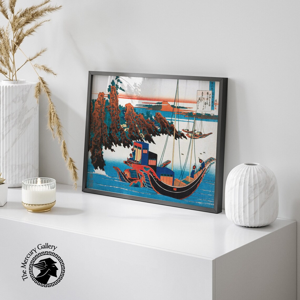 Hokusai Sunset Boats Rocky Coast Woodblock Japanese Seascape Poster - Image 6