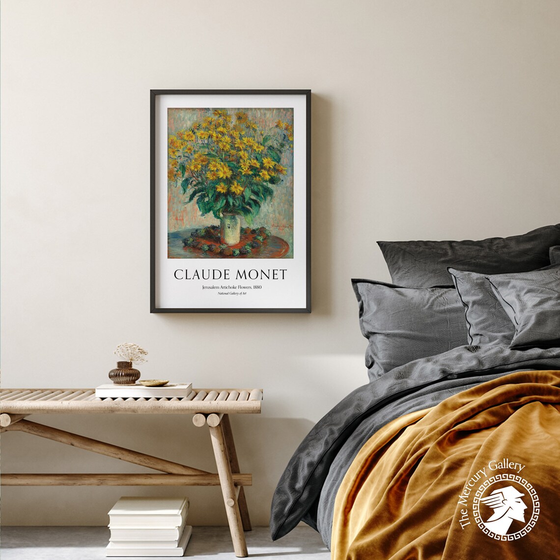 Claude Monet Jerusalem Artichoke Flowers 1880 Yellow Bouquet Poster - Image 2