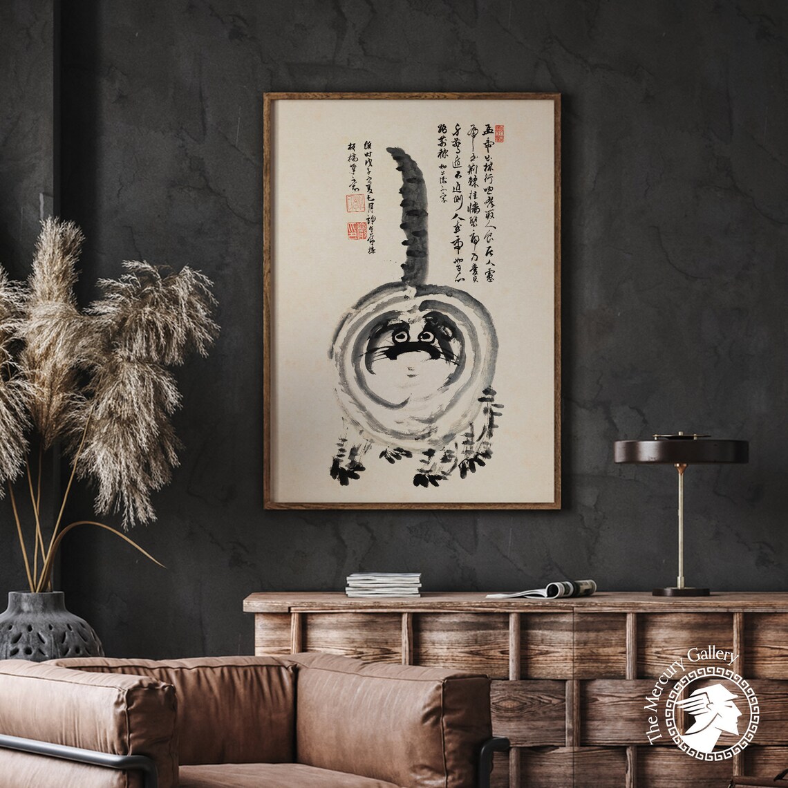 Japanese Tiger Cat Vintage Wabi Sabi Art Print - Image 6