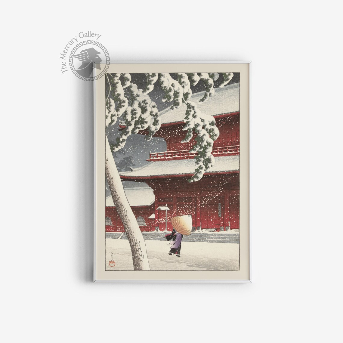 Kawase Hasui Snow at Zojoji Temple, Vintage Poster - Image 2
