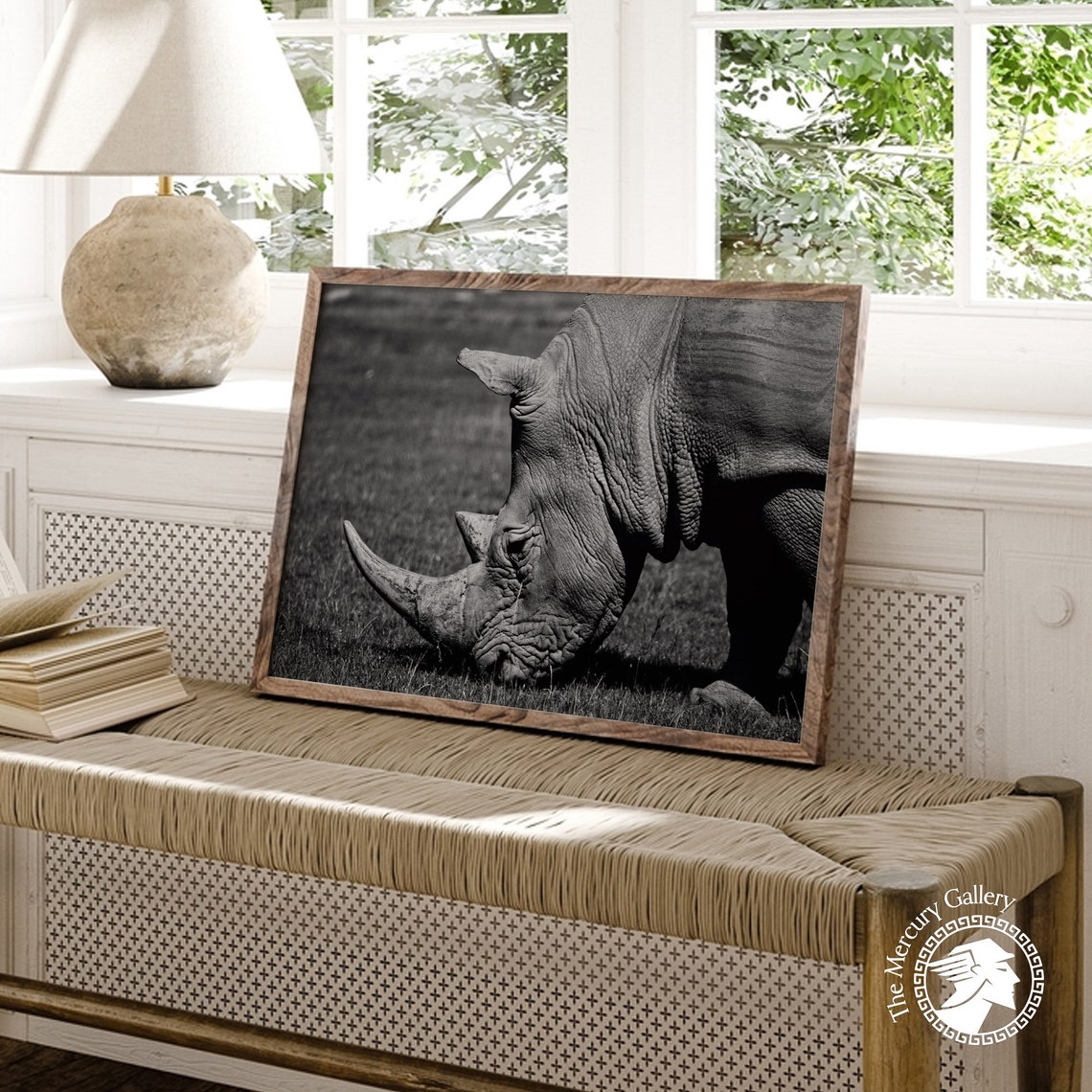 Rhinoceros Close Up Black And White Dramatic Wildlife Art Print - Image 4