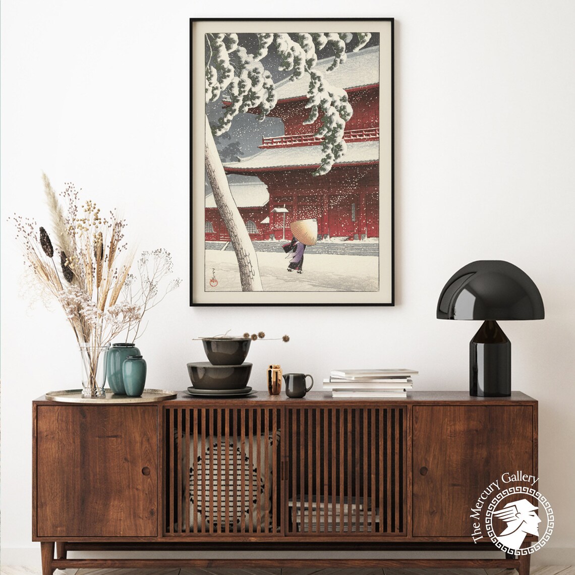 Kawase Hasui Snow at Zojoji Temple, Vintage Poster - Image 5