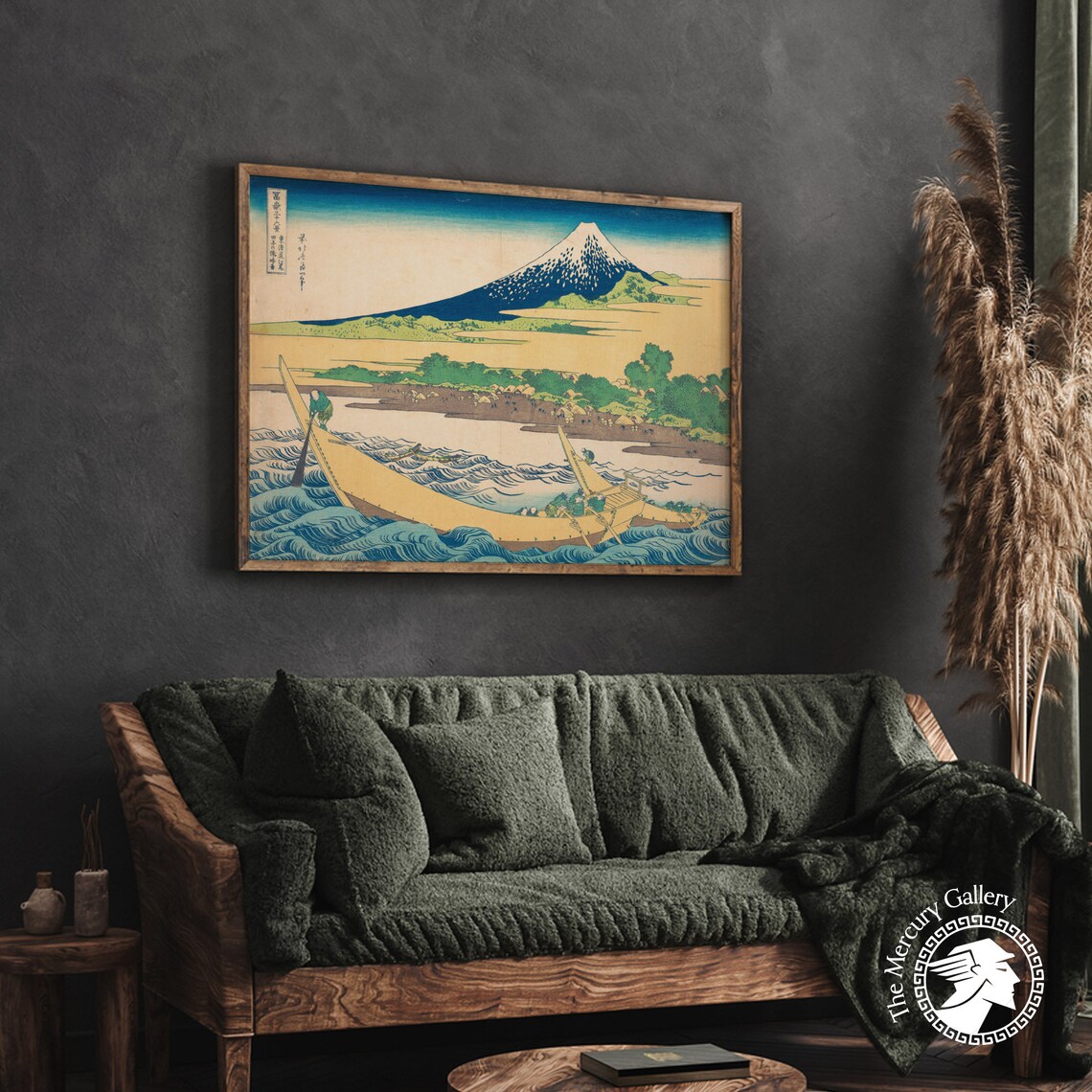 Hokusai Tago Bay Boats Waves Mount Fuji Japanese Woodblock Poster - Image 4
