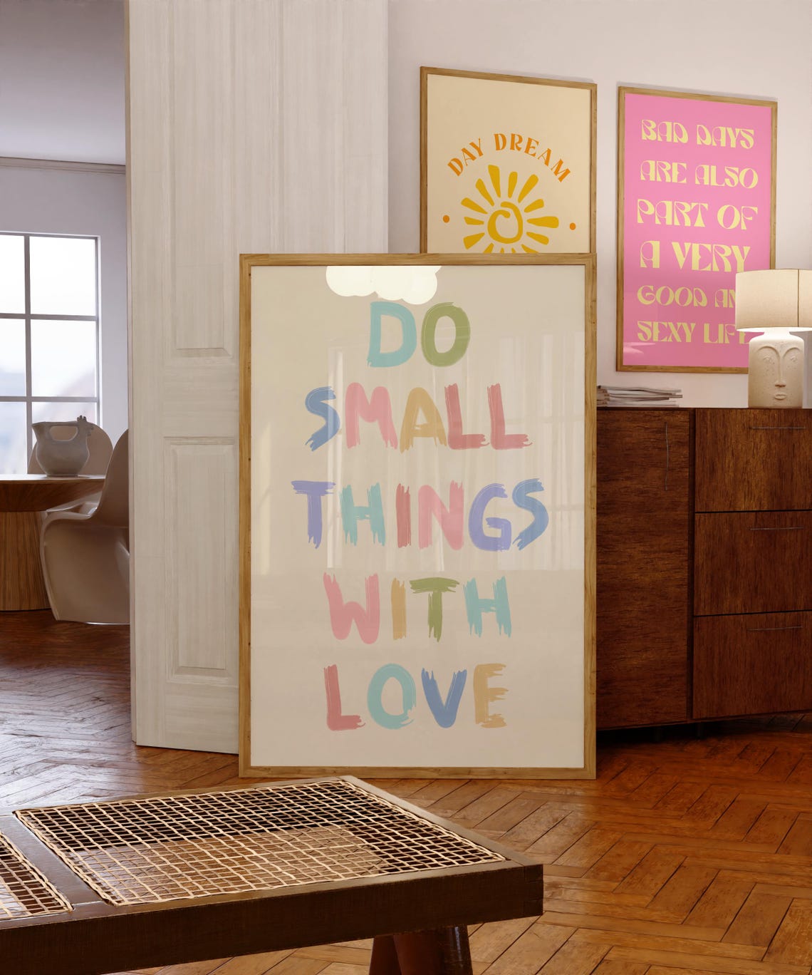 Do Small Things With Love Pastel Hand Painted Lettering Wall Poster