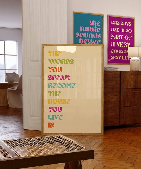 The Words You Speak Become House Live In Print Girly Dorm Room Art Inspirational Motivational Typography