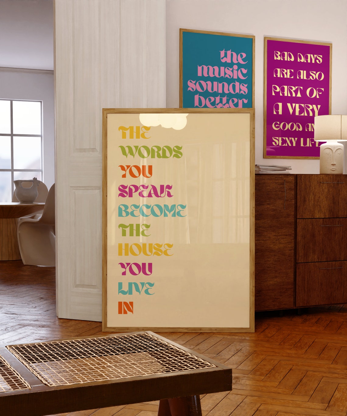 The Words You Speak Become The House You Live In Rainbow Retro Poster