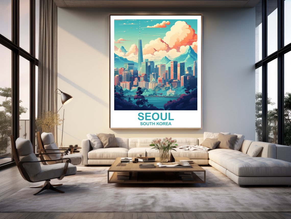 Seoul Korea Travel Poster Seoul Skyline Korea Wall Art Poster City Skyline Wall Art Travel Poster Travel Wall Art T2asskse1 - Image 2