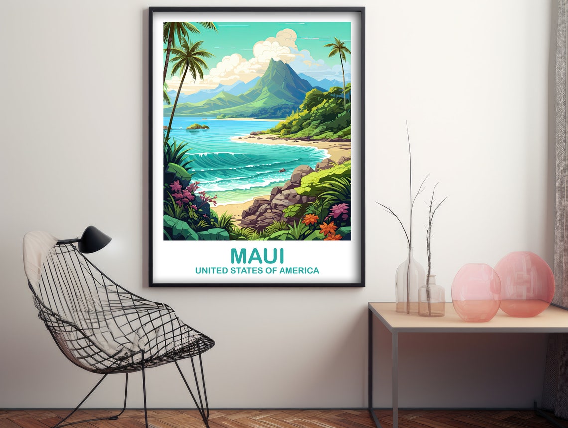 Maui Travel Wall Art Maui Travel Wall Art Maui Wall Art Poster City Skyline Wall Art Usa Travel Wall Art Hawaii Travel Art T2nahama1 - Image 3