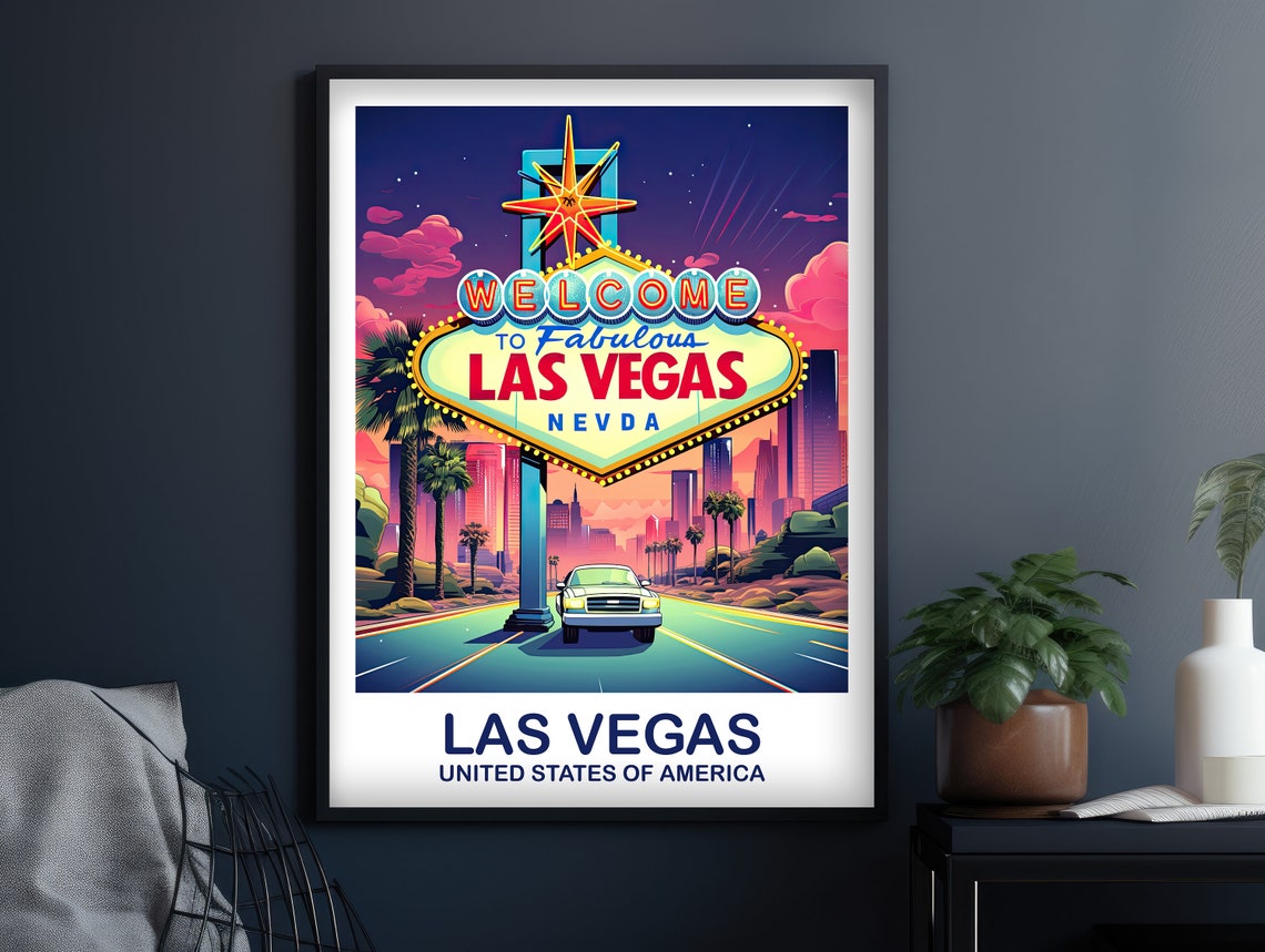 Welcome To Fabulous Las Vegas Neon Sign Retro Travel Art Poster - Image 2
