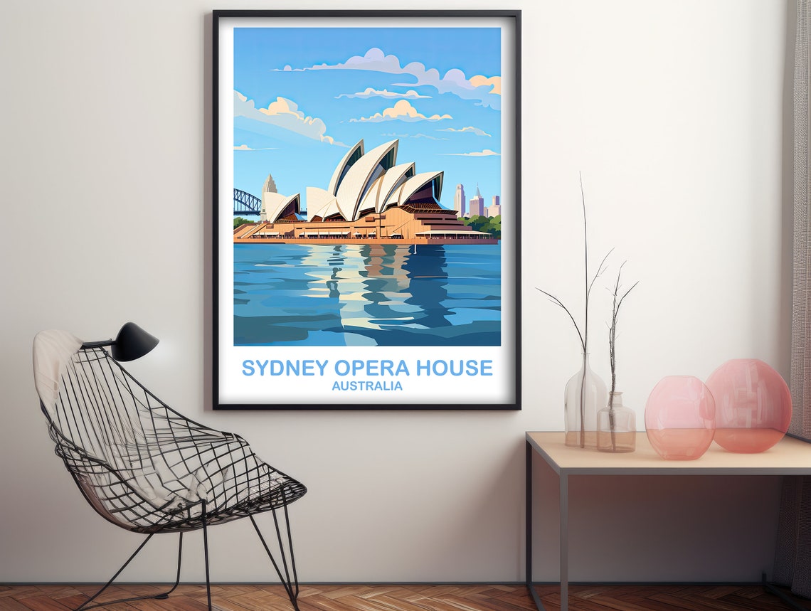 Sydney Opera House Sunny Harbour Bridge Blue Sky Travel Poster - Image 3