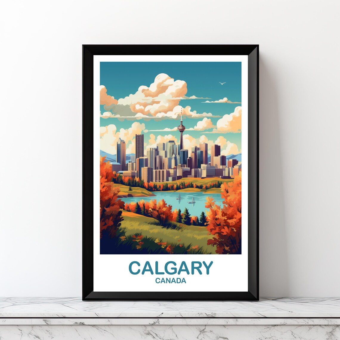 Calgary Alberta Vintage Travel Poster, Canada
