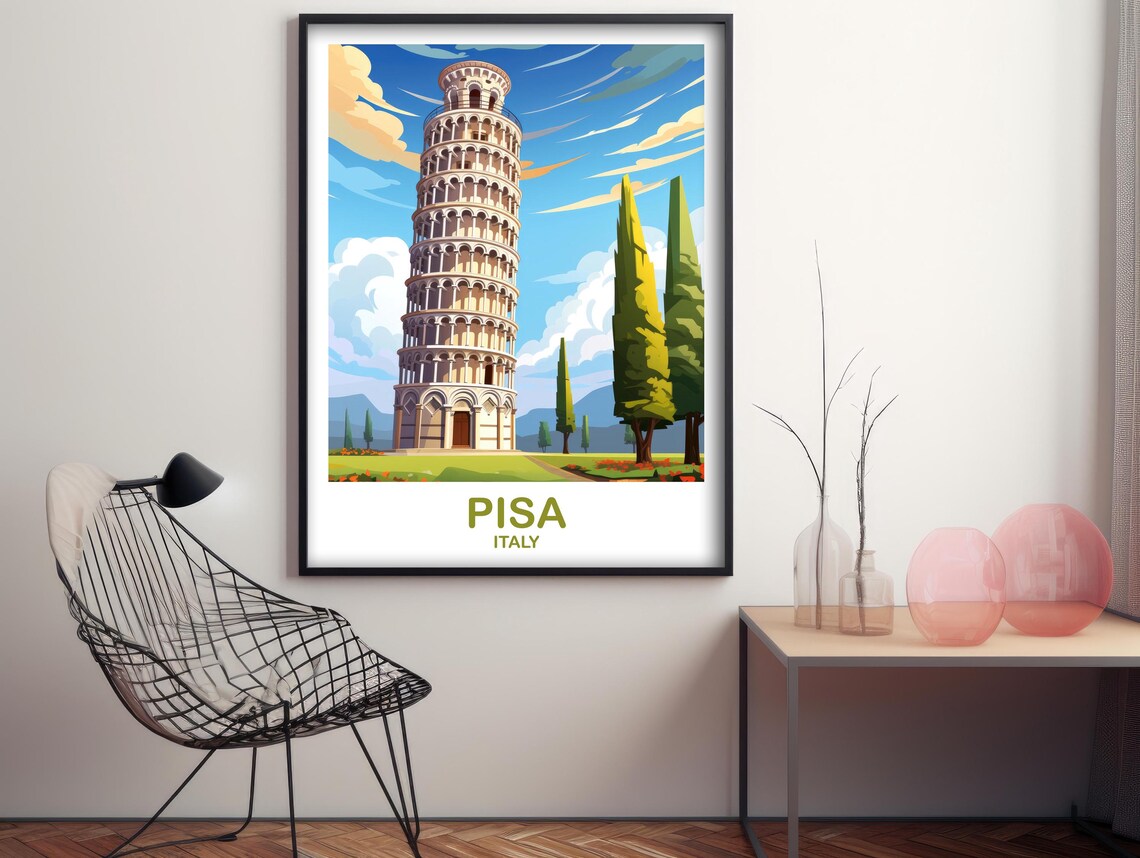 Pisa Italy Travel Poster, Memory Souvenir Gift