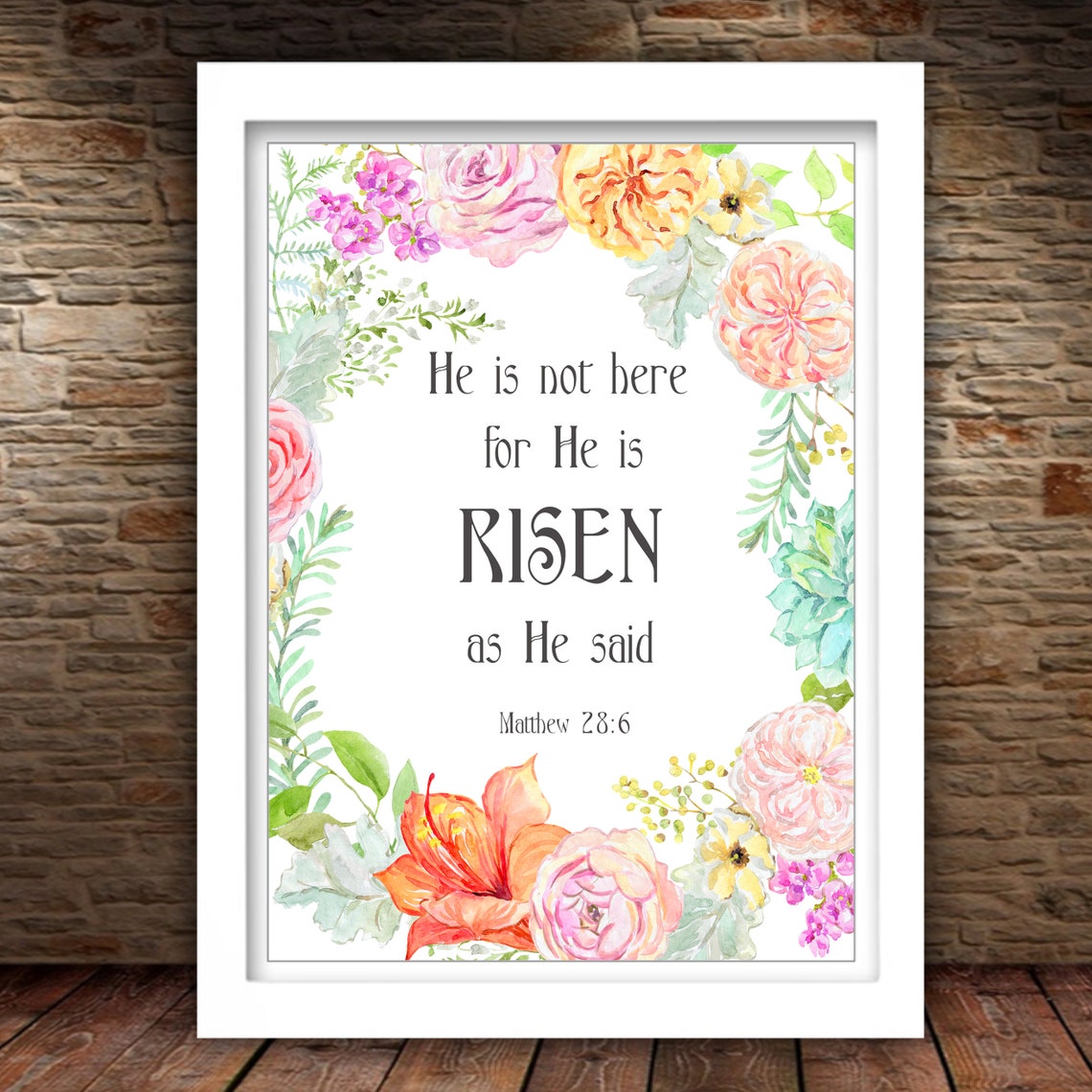 He Is Not Here For He Is Risen Floral Scripture Easter Poster - Image 2