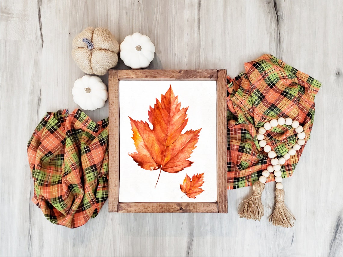 Watercolor Maple Leaves Orange Autumn Botanical Decor Wall Poster - Image 2
