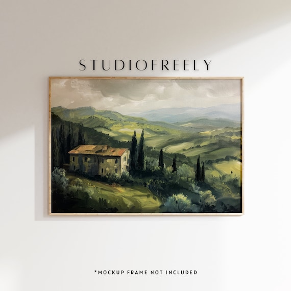 Tuscan Countryside Italian Villa Rolling Hills Oil Painting Style Poster