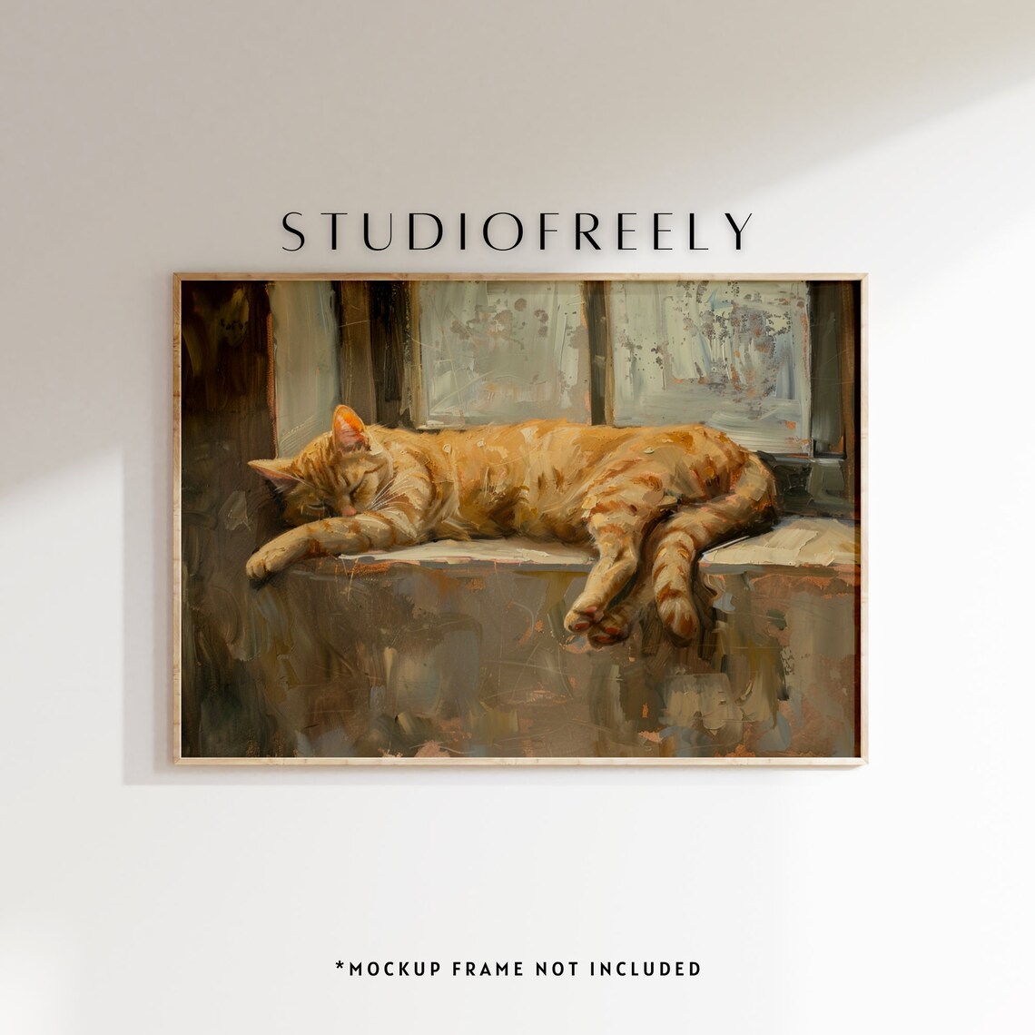 Orange Cat Vintage Impressionist Art Print
