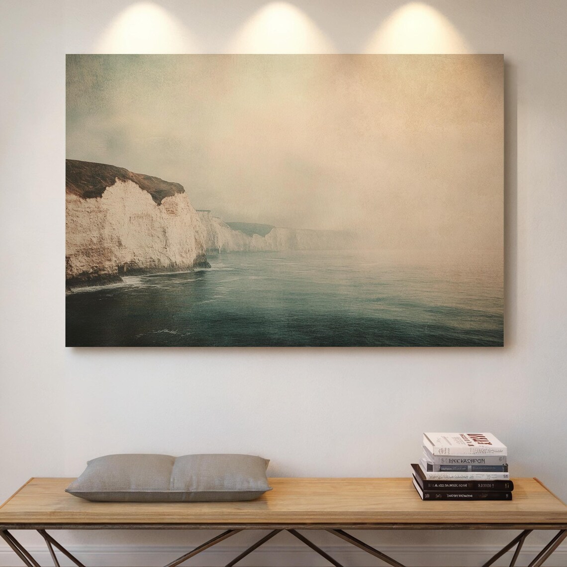 White Cliffs Coastal Art, Serene Seaside Landscape