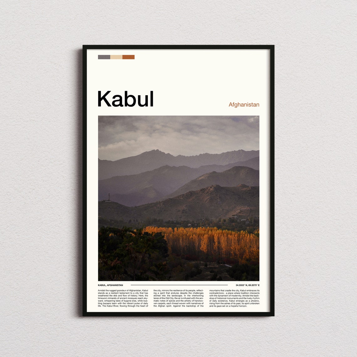 Kabul Afghanistan Mountain Layers At Dusk Autumn View Poster