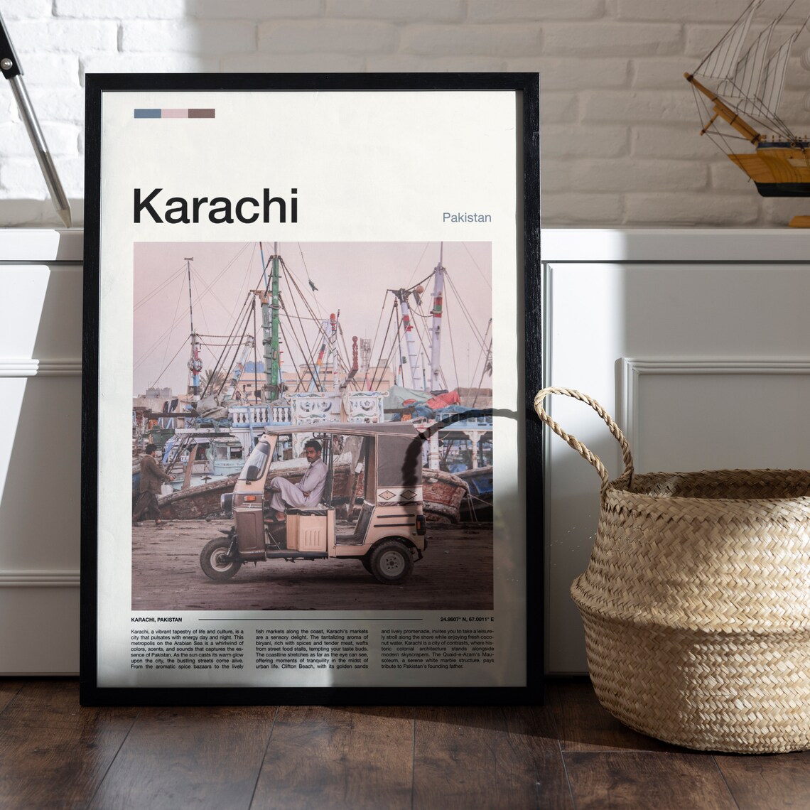 Karachi Pakistan Harbor Boats Tuk Tuk Minimalist Photo Poster - Image 5