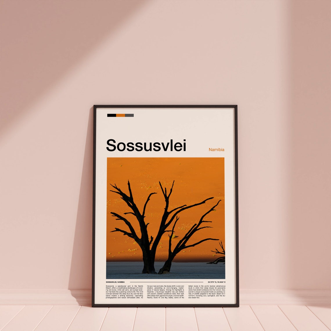 Sossusvlei Namibia Deadvlei Dead Tree Orange Dune Travel Poster - Image 4