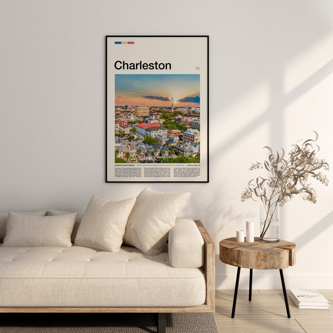 Charleston South Carolina Sunset Cityscape Historic Rooftop Poster - Image 3