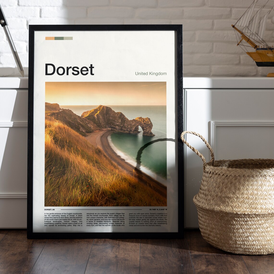 Dorset Durdle Door Golden Sunset Light Rocky Cliff Coastline Poster - Image 5