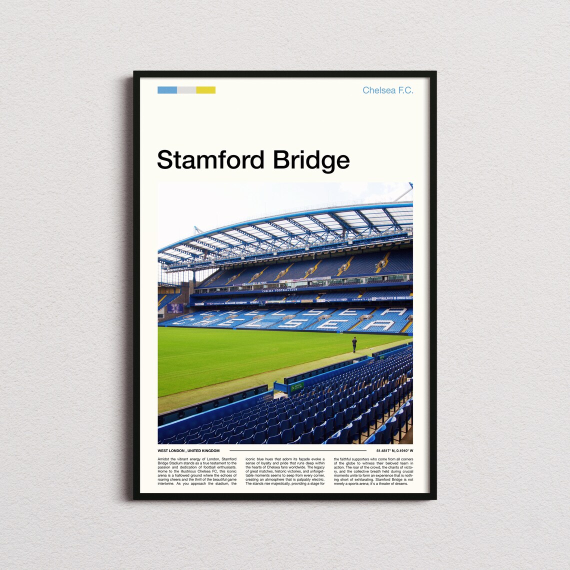 Stamford Bridge Chelsea FC Stadium Blue Seats West London Poster
