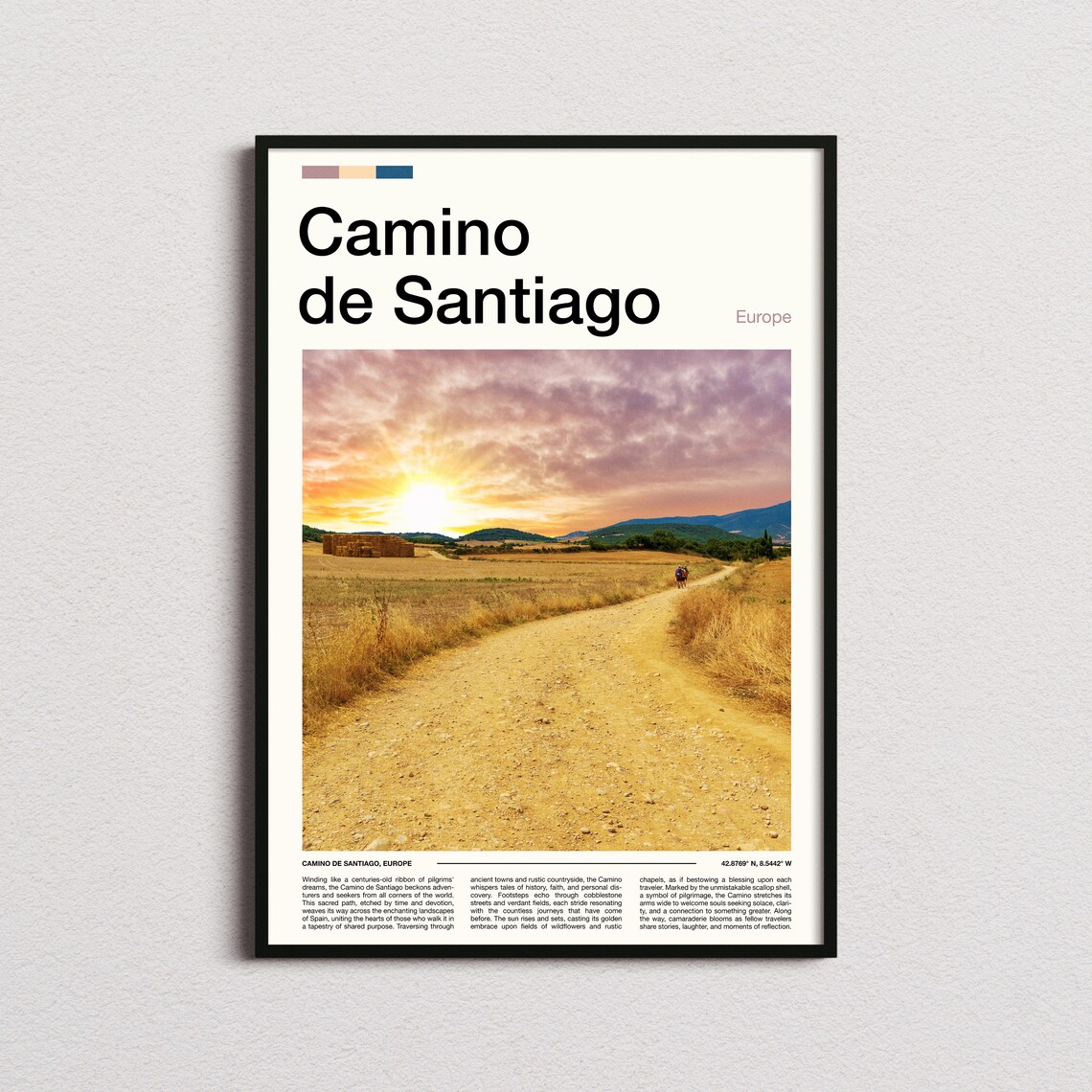 Camino de Santiago Golden Sunset Pilgrim Trail Spain Europe Poster