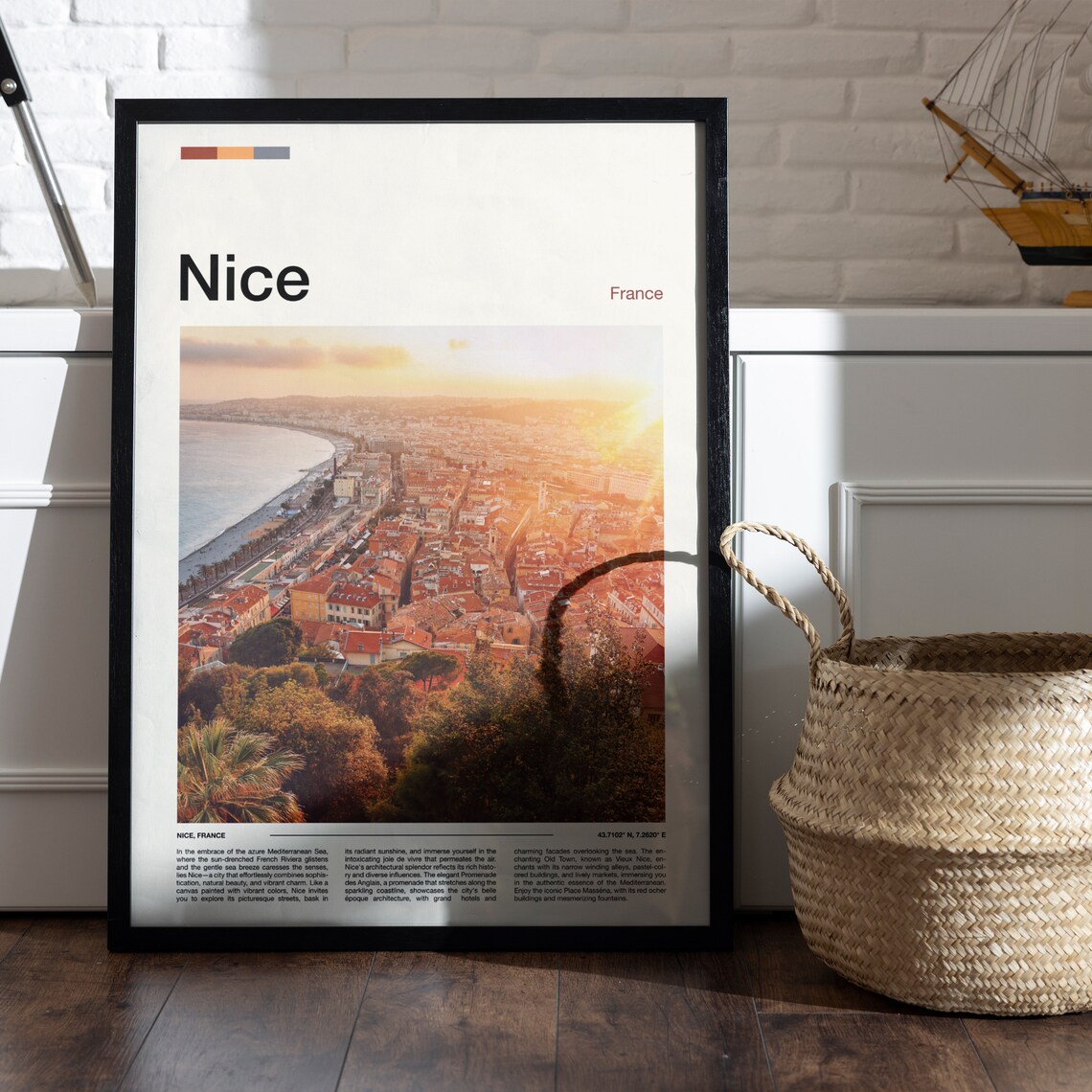 Nice France Riviera Old Town Bay Aerial Golden Hour Coast Poster - Image 4