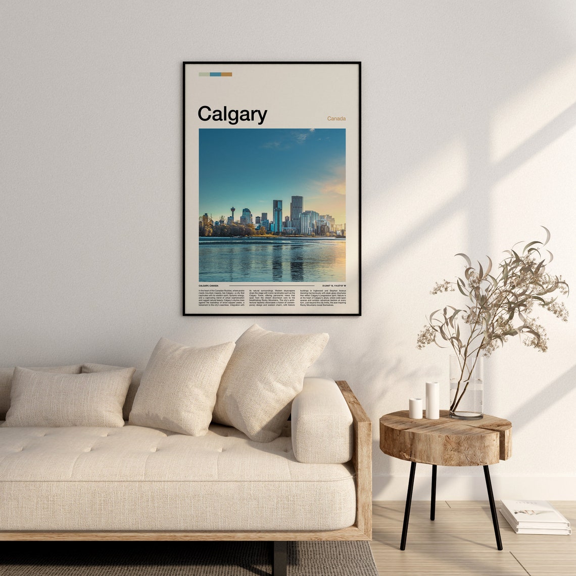 Calgary Canada Skyline River Reflection Downtown View Poster - Image 2
