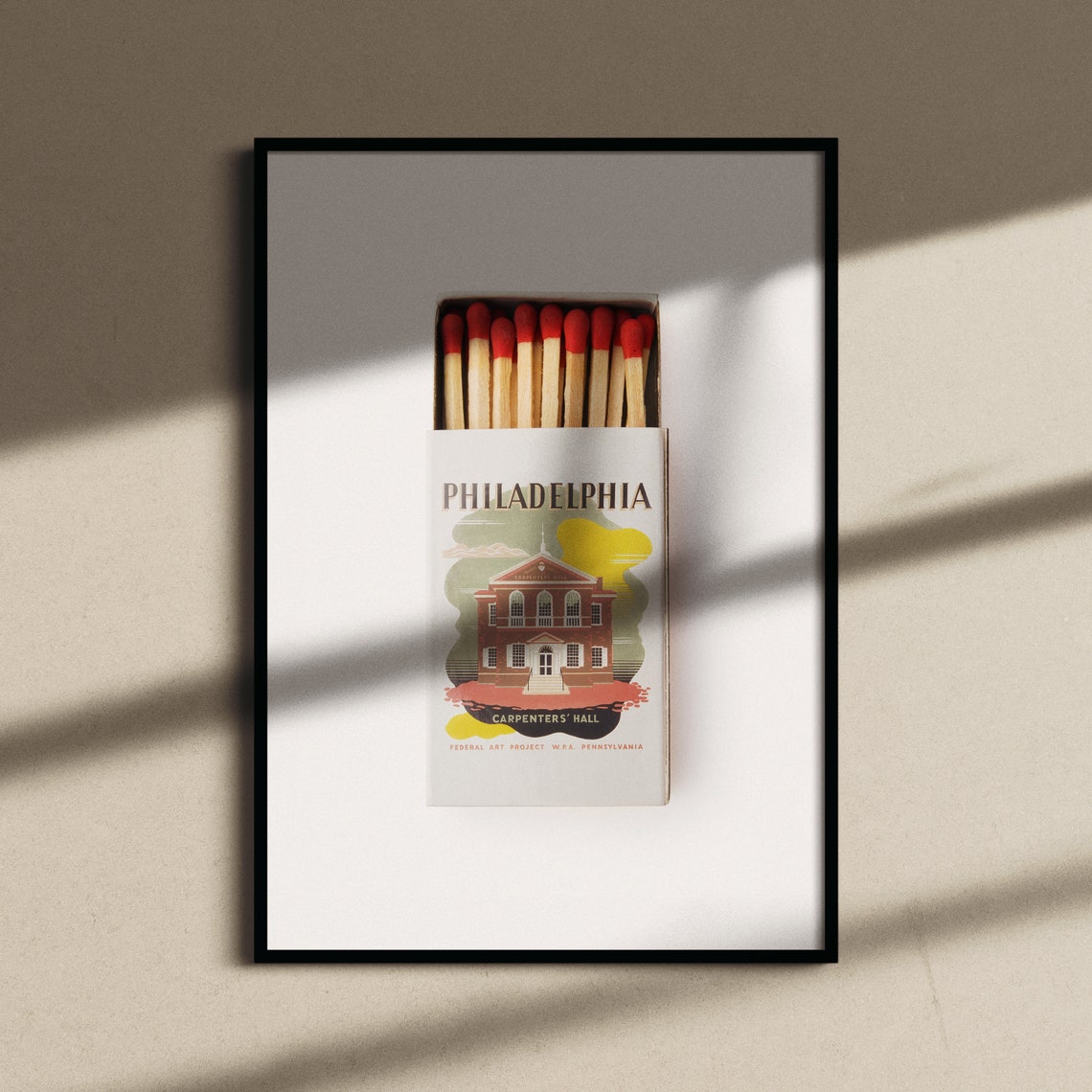 Vintage Philadelphia Matchbox Print Philadelphia Print Philadelphia Poster Philadelphia Wall Art Philadelphia Art Print Vintage Art - Image 2