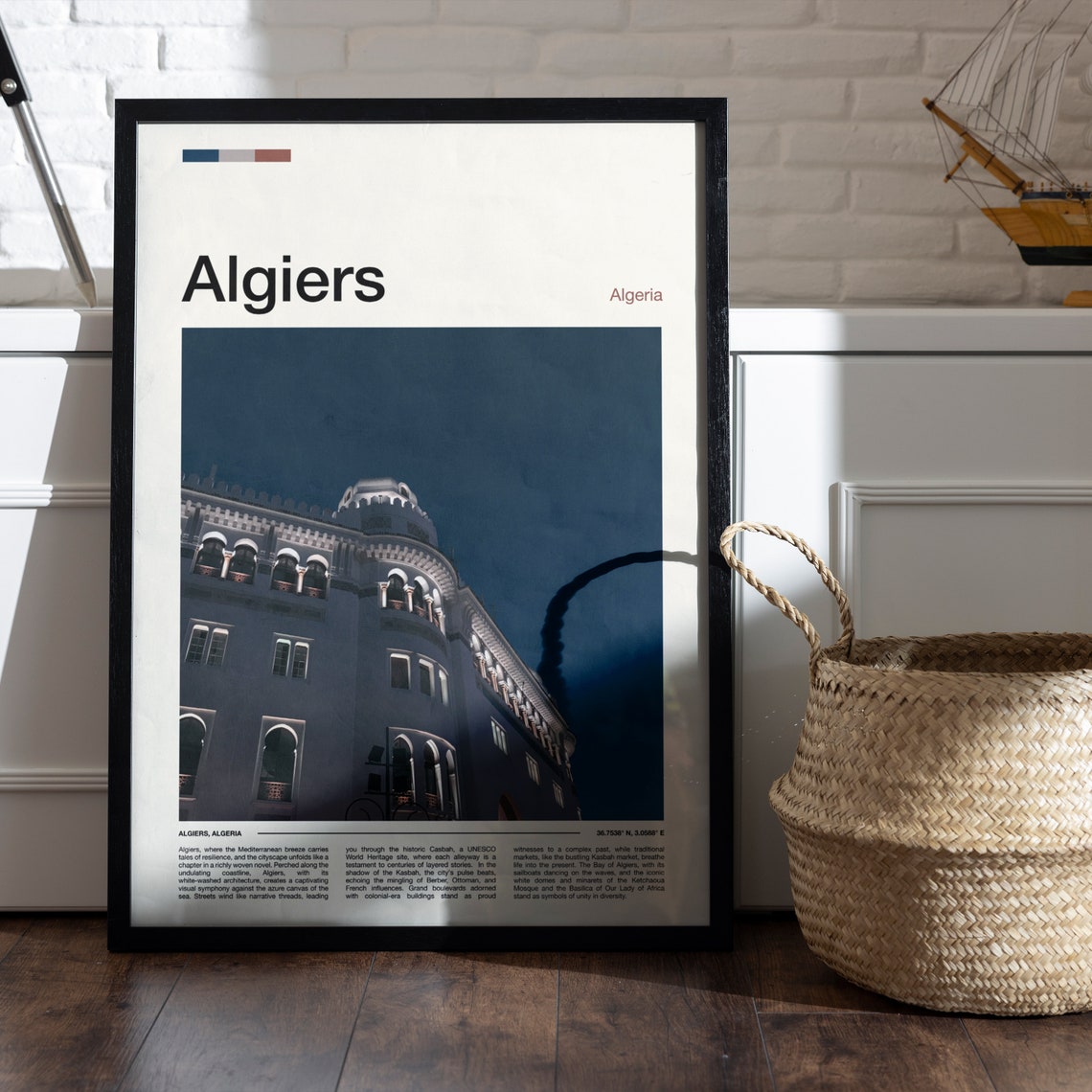 Algiers Algeria Historic Building Night Illuminated Photography Poster - Image 5