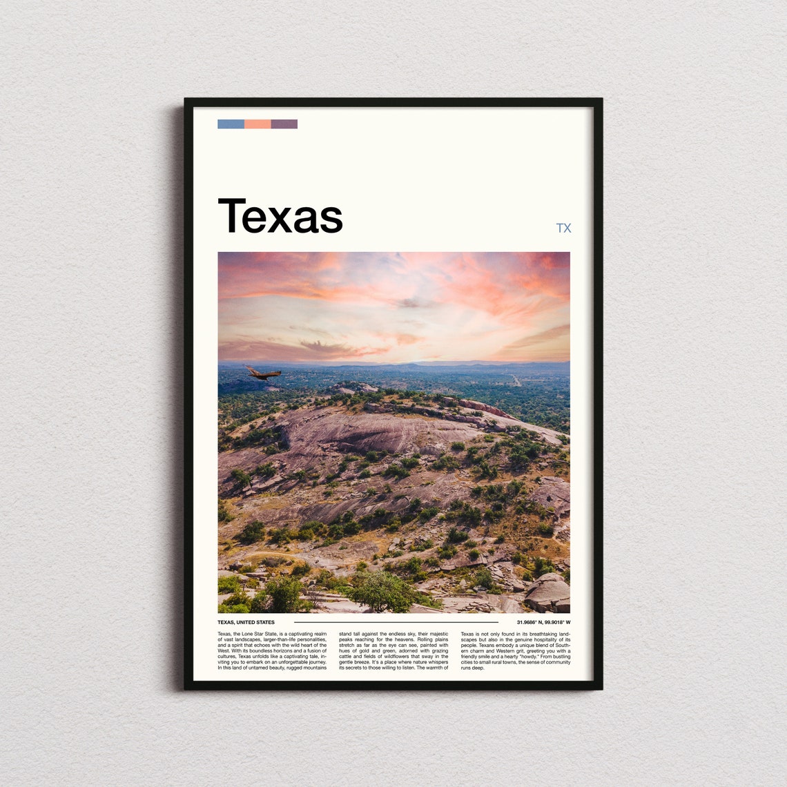 Texas Enchanted Rock Sunset Granite Dome Hill Country Poster