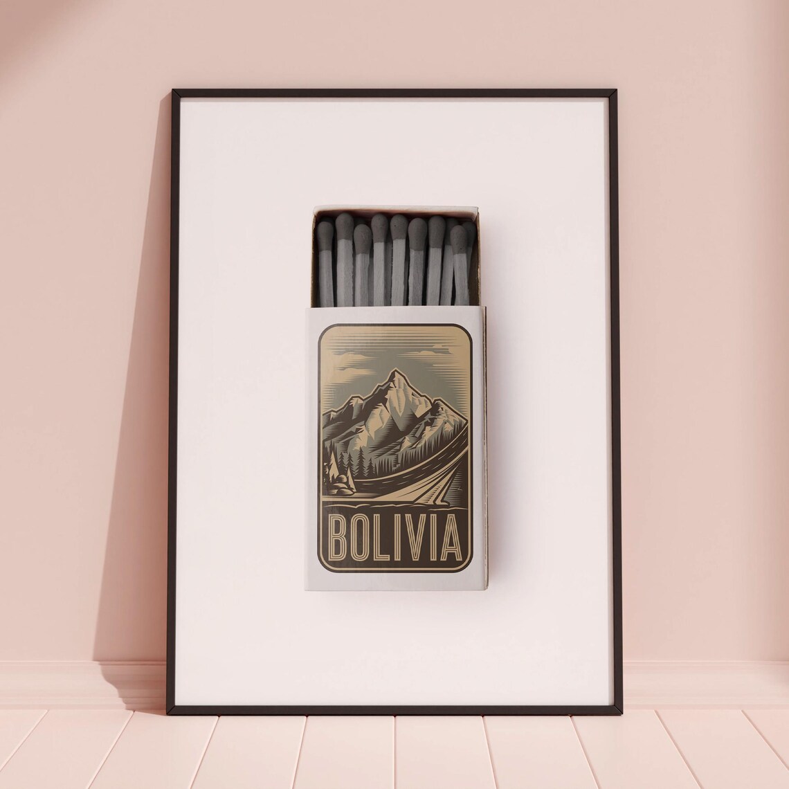 Bolivia Vintage Matchbox Andes Mountain Travel Art Poster Design - Image 3