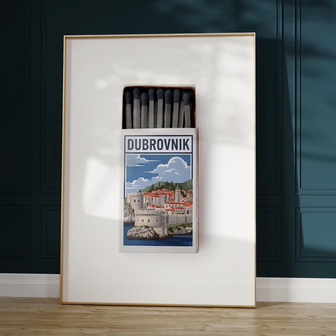 Dubrovnik Croatia Old Town Matchbox Style Art with City Walls Poster - Image 5