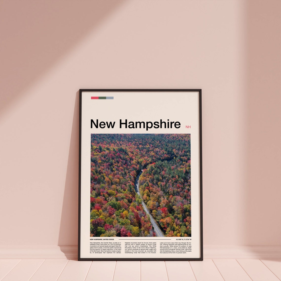 New Hampshire Print New Hampshire Poster New Hampshire Wall Art New Hampshire Art Print New Hampshire Photo - Image 3