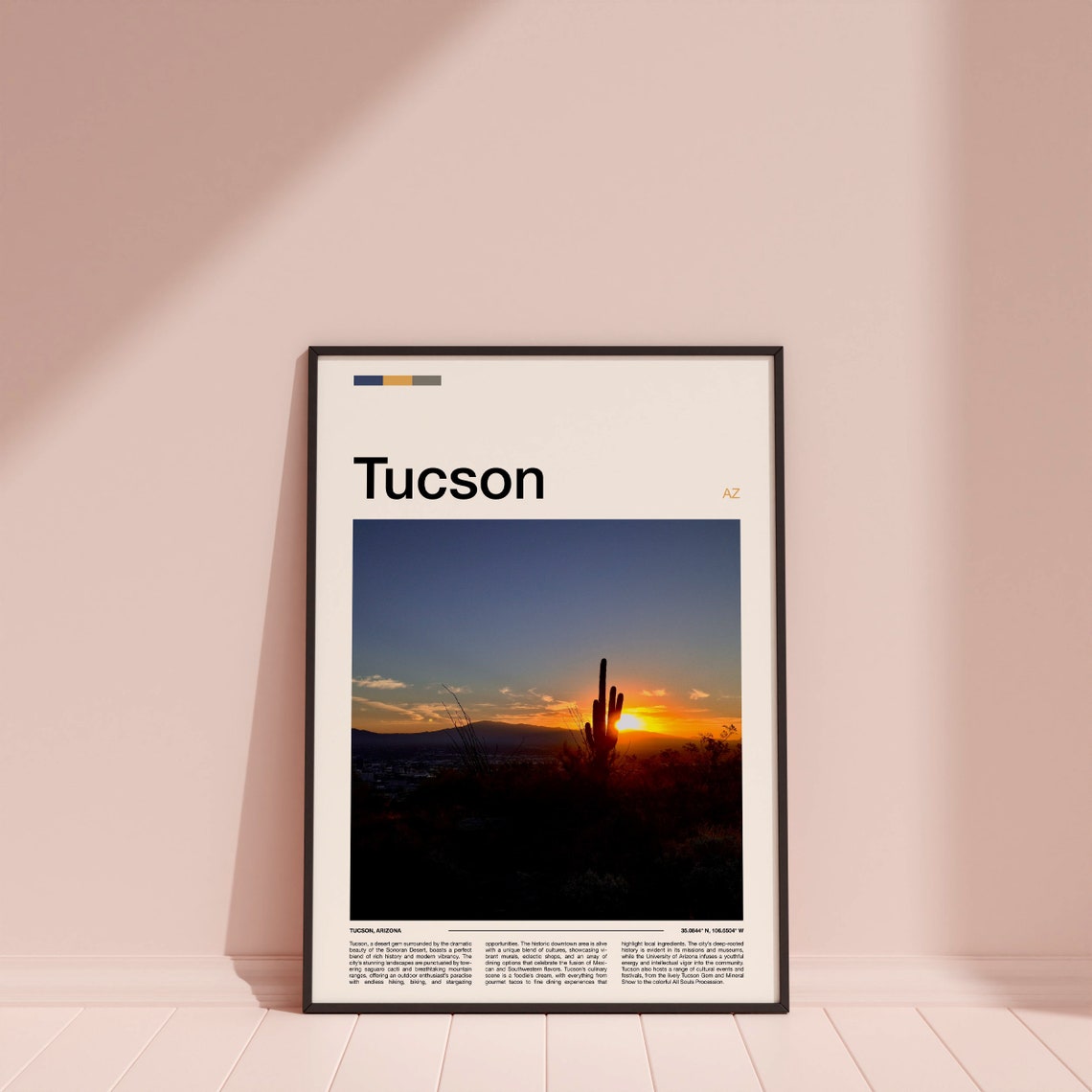 Tucson Arizona Saguaro Cactus Sunset Silhouette Travel Poster - Image 4