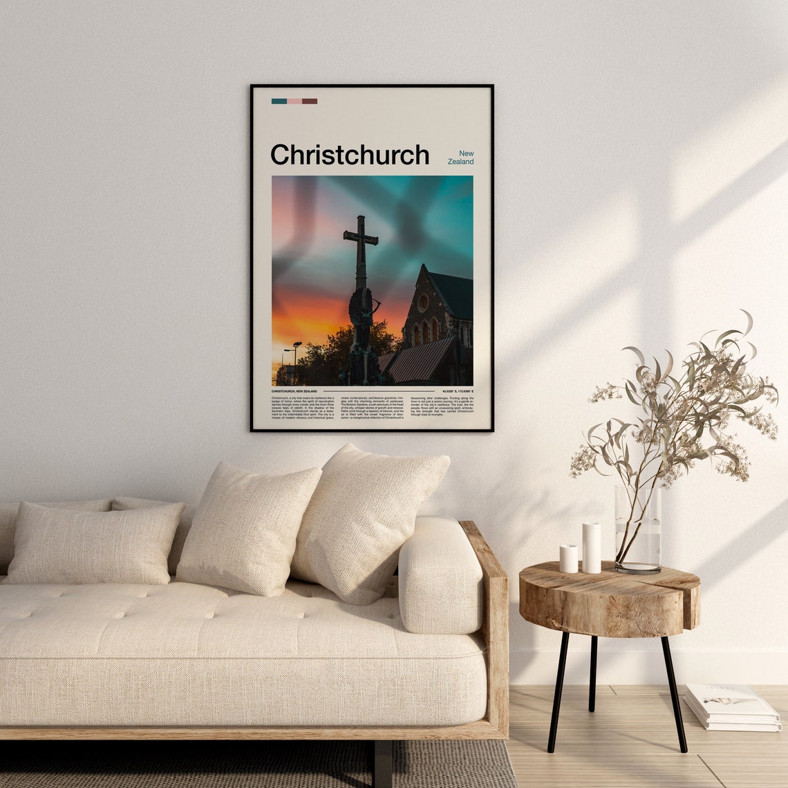 Christchurch War Memorial Cross at Sunset New Zealand Travel Poster - Image 3