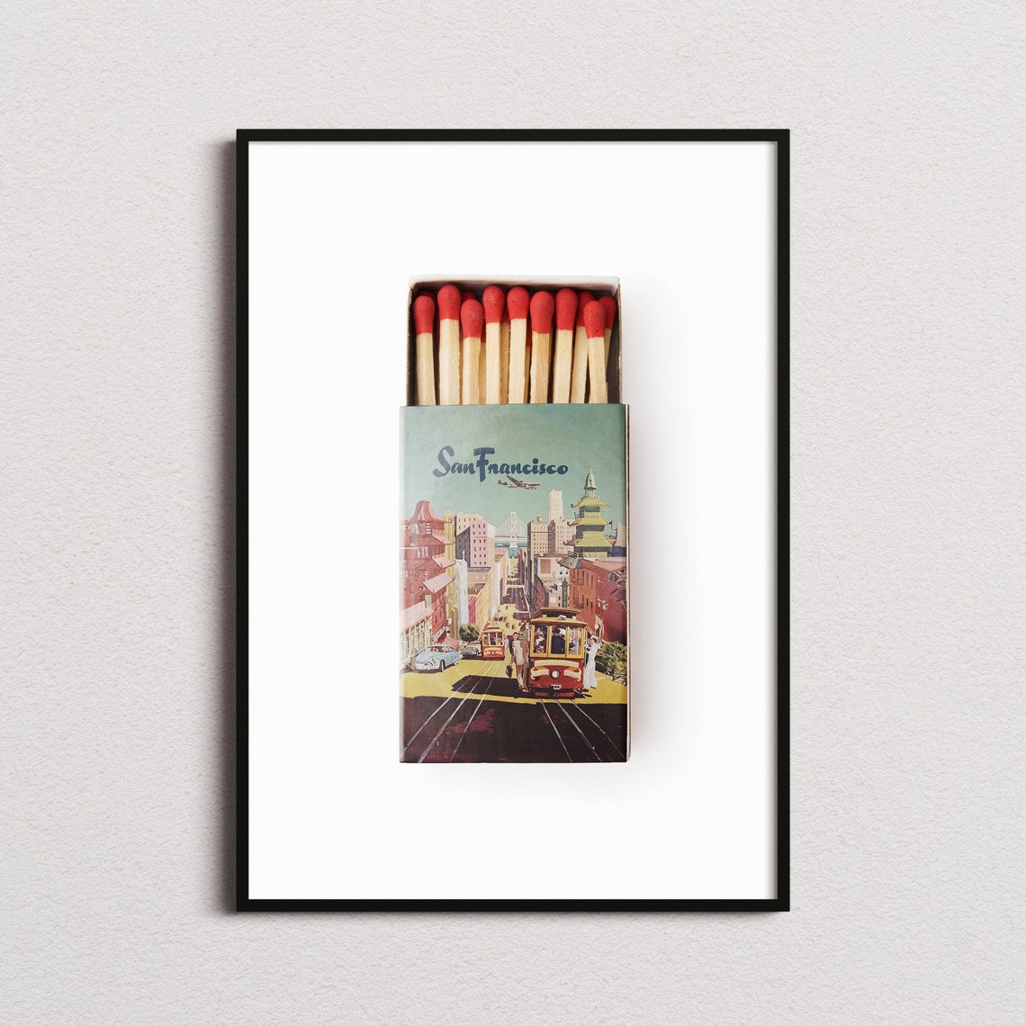 San Francisco Vintage Cable Car Matchbox Illustration Photo Poster