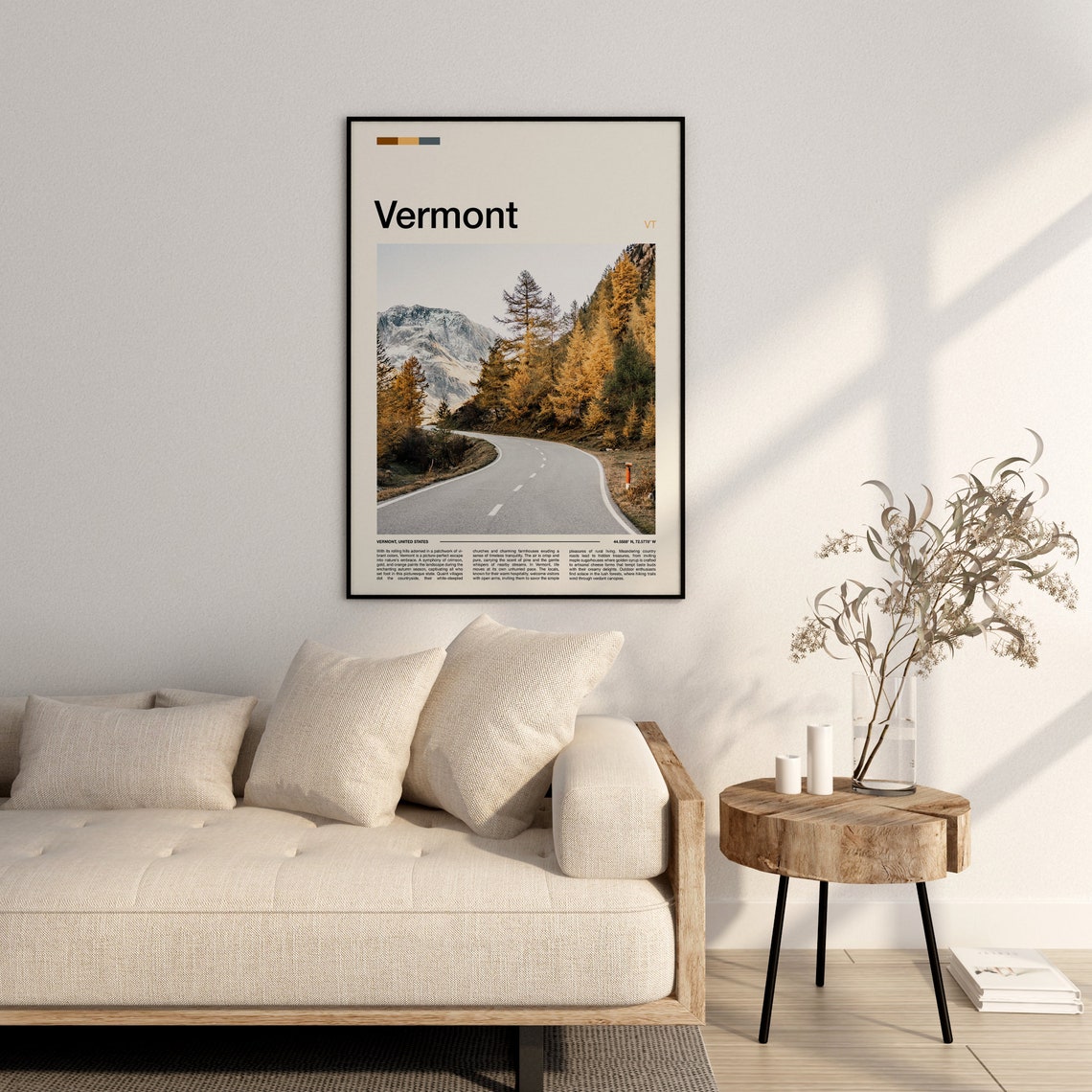 Vermont Winding Mountain Road Through Golden Autumn Forest Poster - Image 3