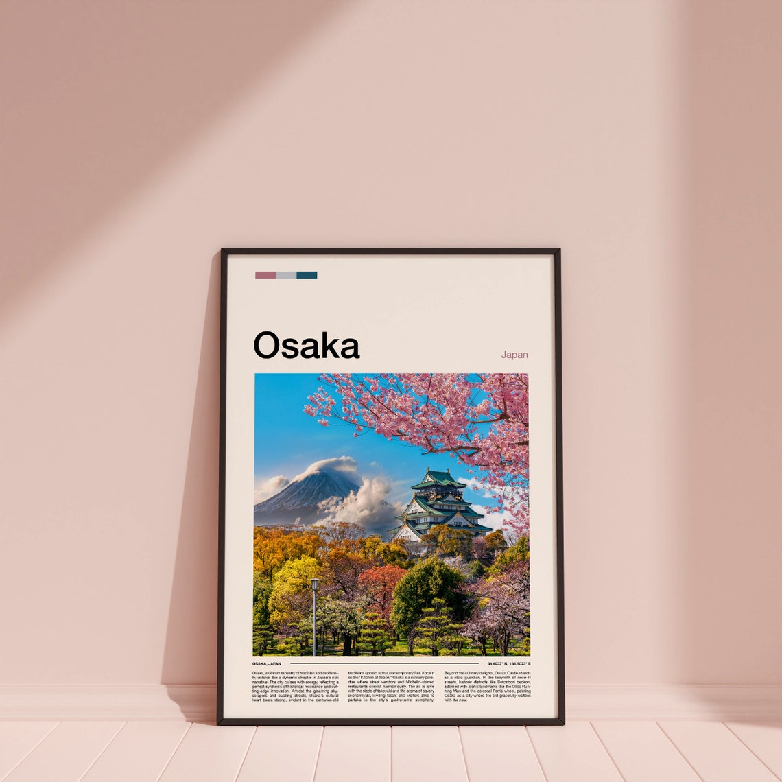 Osaka Japan Castle Cherry Blossoms With Mount Fuji View Poster - Image 4