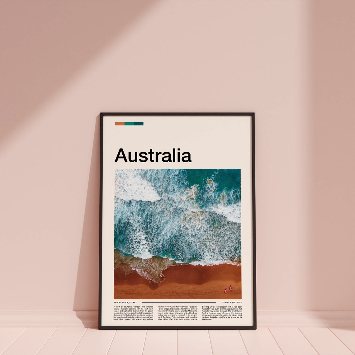 Australia Sydney Bilgola Beach Ocean Waves Aerial Travel Poster - Image 3