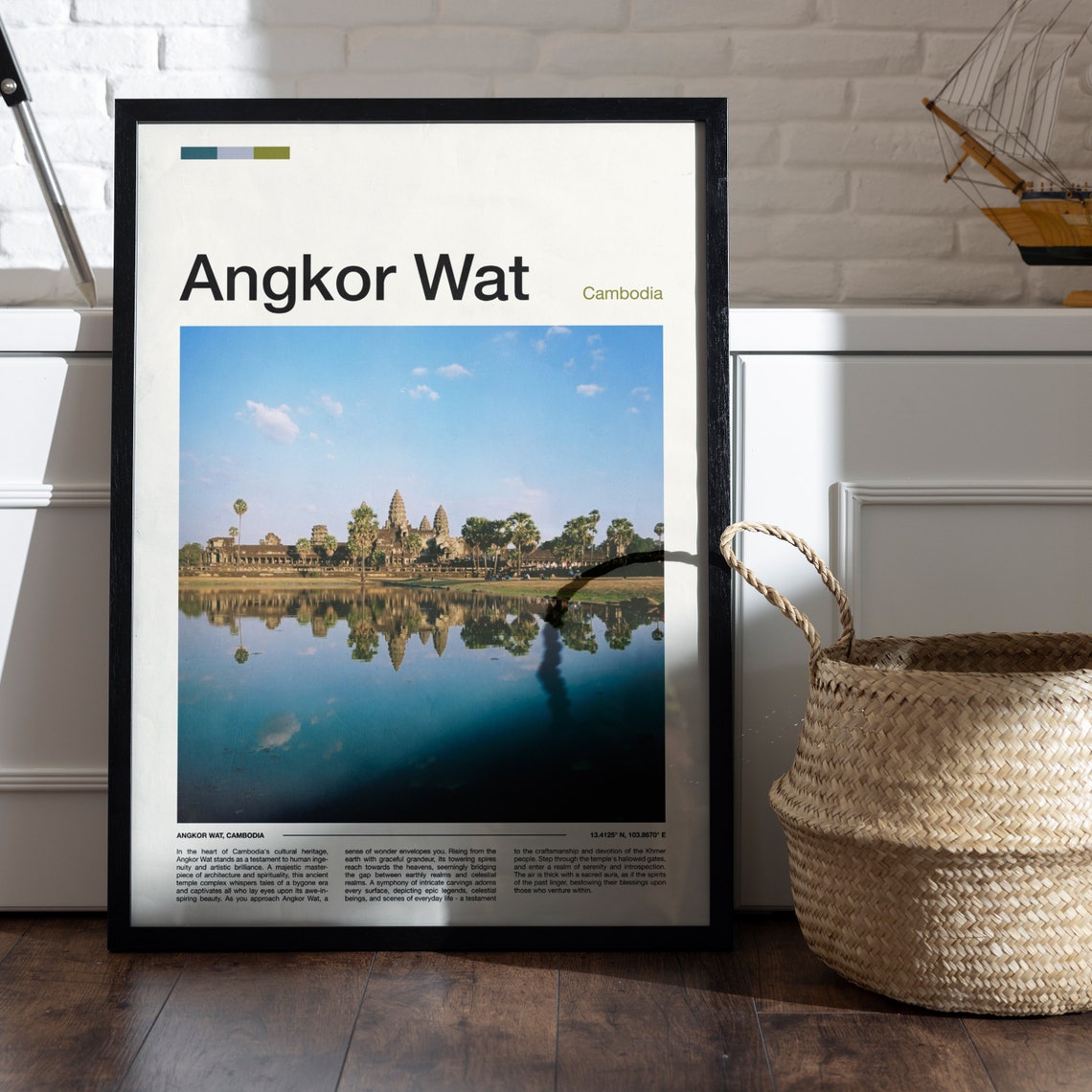Angkor Wat Cambodia Temple Mirror Reflection Ancient Wonder Poster - Image 4