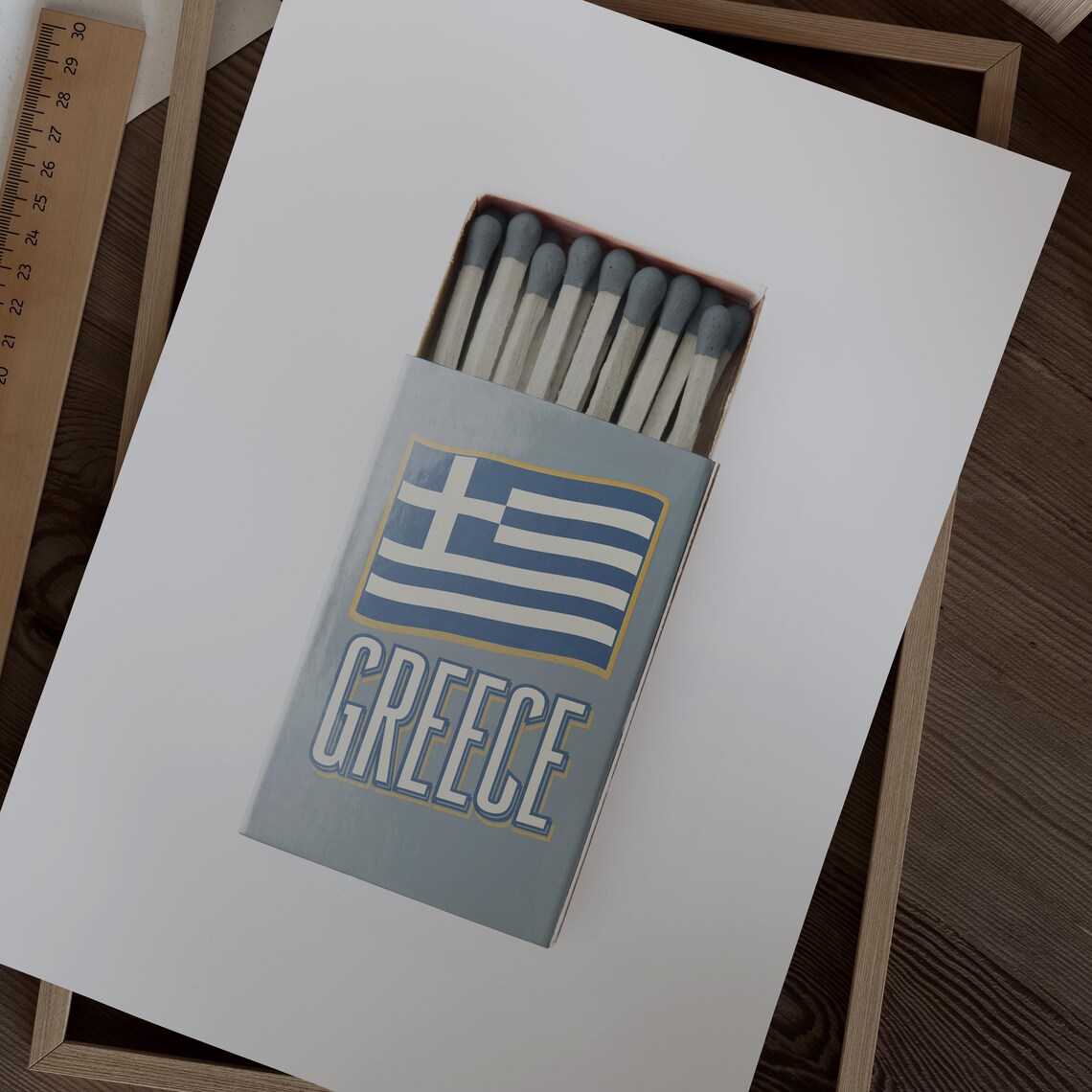 Greece Matchbox Greek Flag Island Vintage Travel Art Poster Design - Image 2