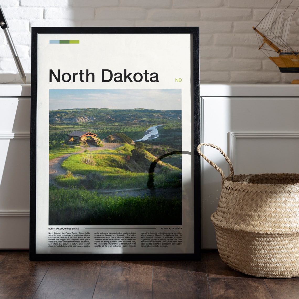 North Dakota Badlands River Overlook Rustic Cabin View Poster - Image 5