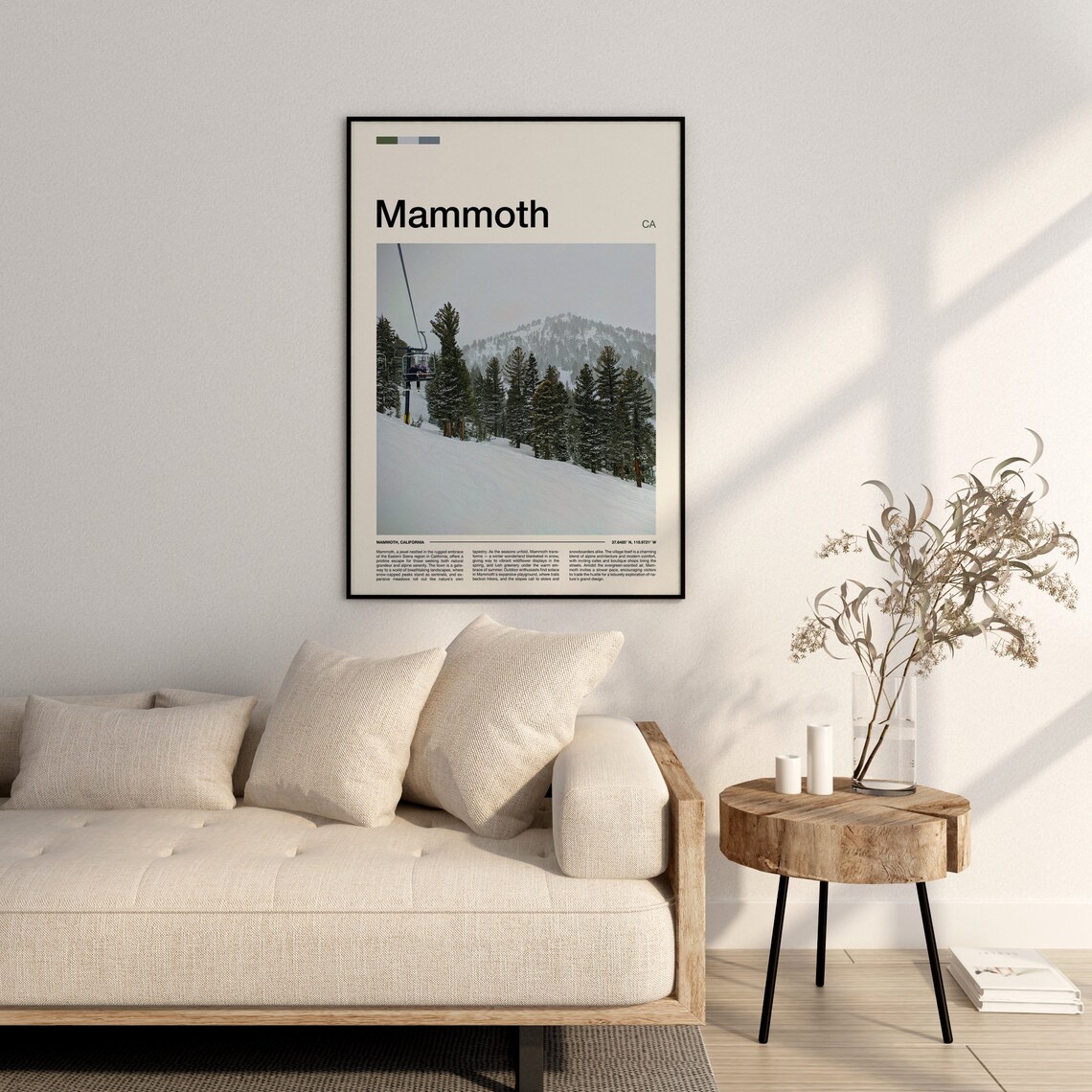 Mammoth California Ski Lift Snowy Pines Minimalist Photo Poster - Image 3