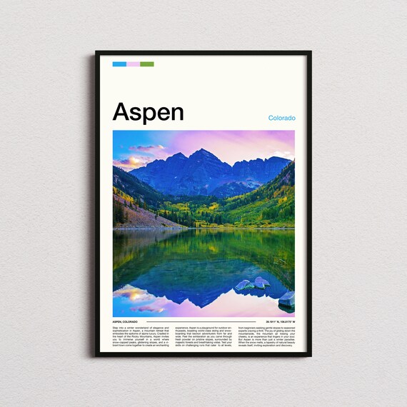 Aspen Colorado Maroon Bells Twin Peaks Sunset Lake Mirror Poster