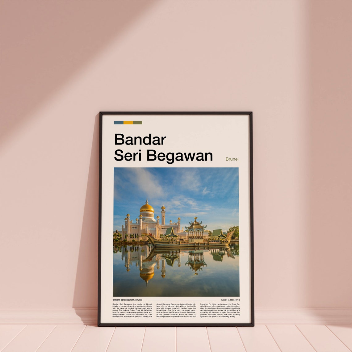 Bandar Seri Begawan Brunei Sultan Omar Mosque Lagoon Travel Poster - Image 4