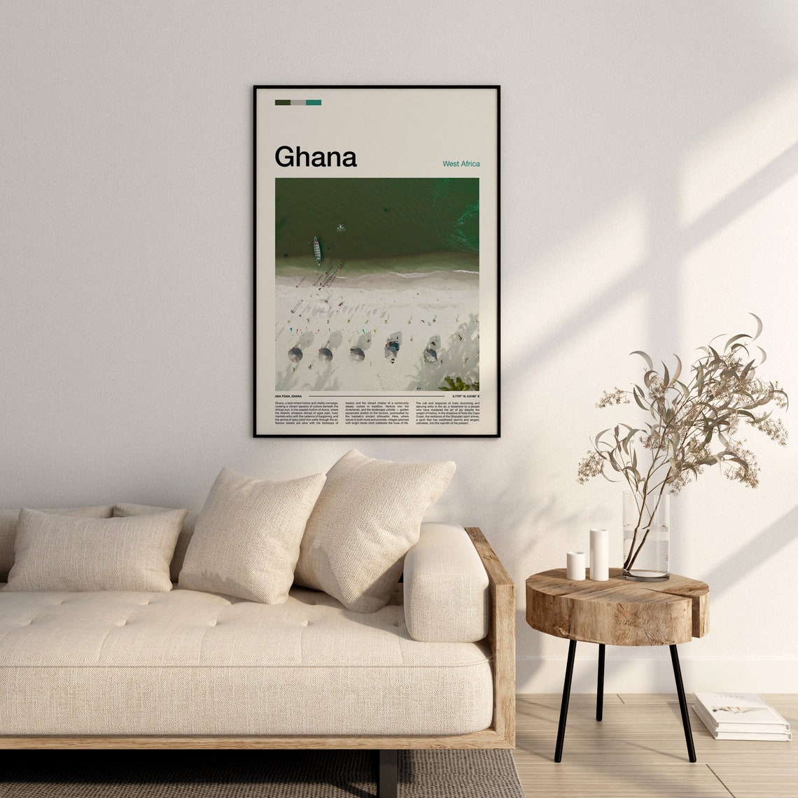 Ghana Ada Foah Aerial Beach Shoreline Turquoise Ocean Poster - Image 3